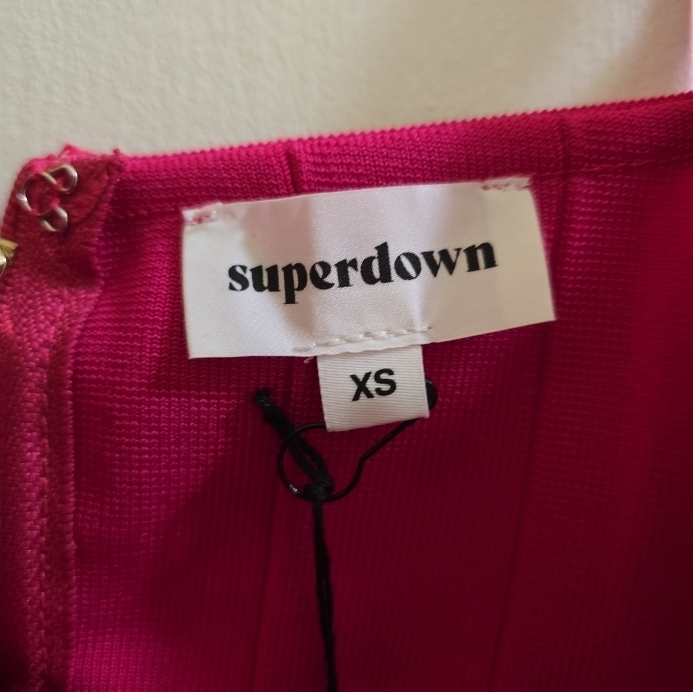 NWT Superdown Stella Bandage 2-piece Set XS Pink Ribbed Exposed Zippers - Picture 11 of 12